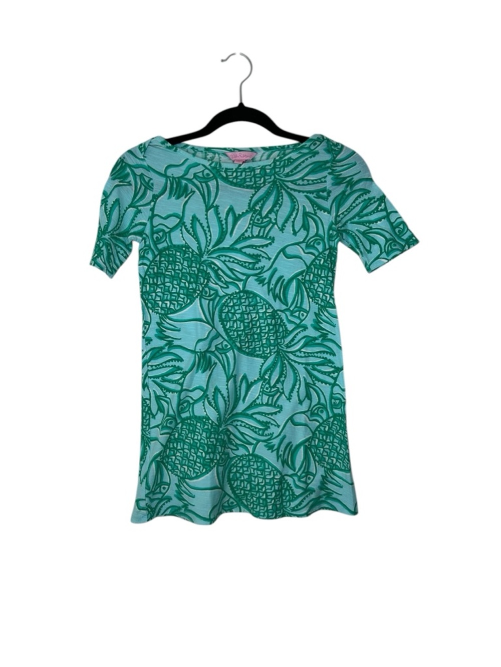 Lilly Pulitzer Cotton Pineapple Toucan Print Short Sleeve Dress Size L 8-10